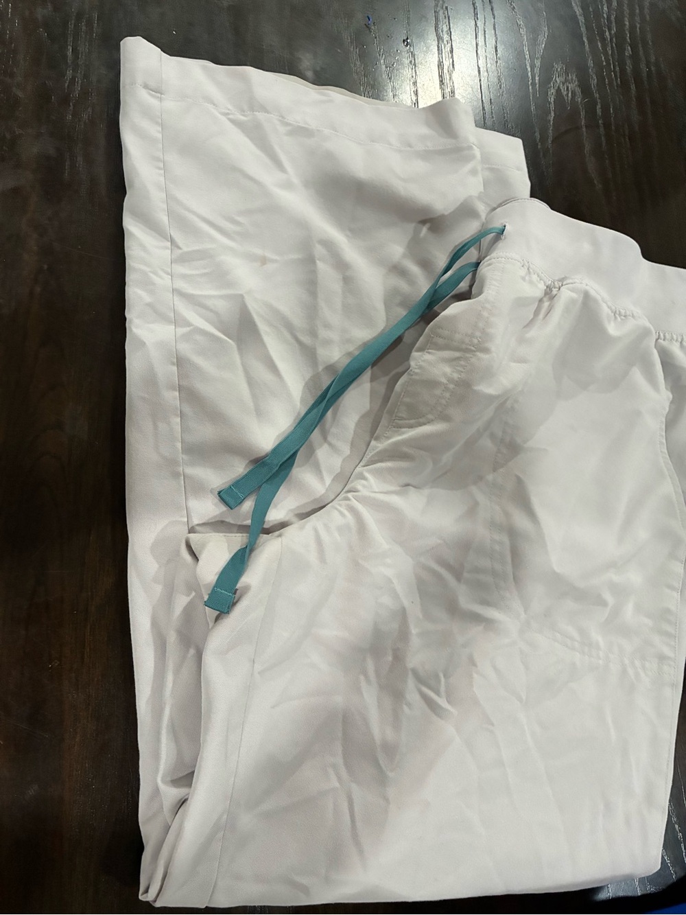 Figs White Joggers with Teal Drawstring